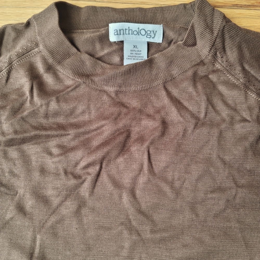 Anthology 100% silk pullover crew sweater